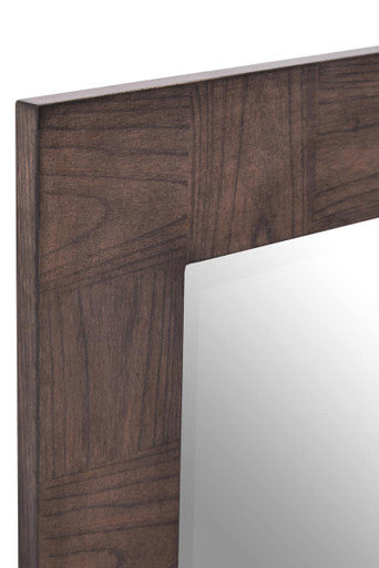 Orsina Dimaro Wall Mirror – Antique Grey Elm Wood Veneer Geometric Frame