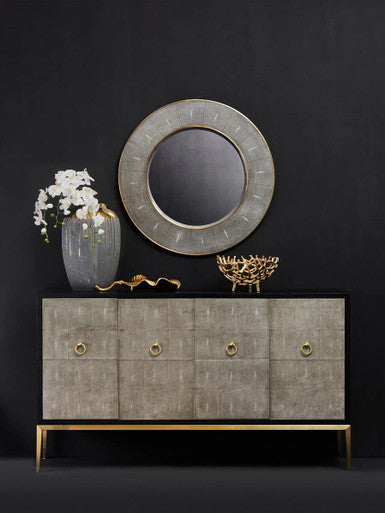 Orsina Deruta Grey Shagreen Wall Mirror with Gold Trim | 60cm