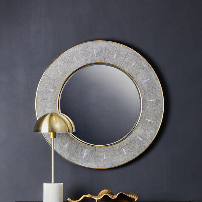 Orsina Deruta Grey Shagreen Wall Mirror with Gold Trim | 60cm