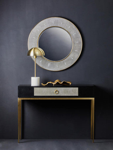 Orsina Deruta Grey Shagreen Wall Mirror with Gold Trim | 60cm