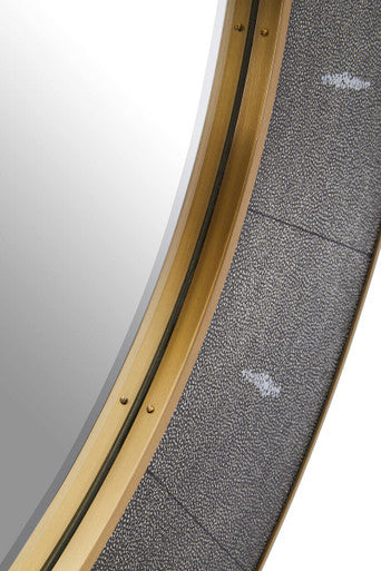 Orsina Deruta Grey Shagreen Wall Mirror with Gold Trim | 60cm