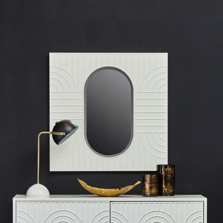 Orsina Danta Off-White Wall Mirror – Sculpted Oval Glass Design