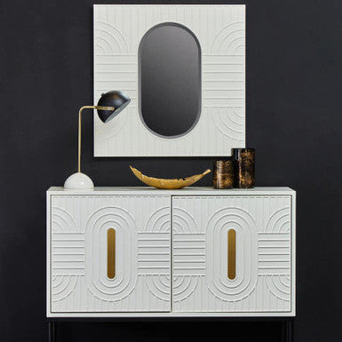 Orsina Danta Off-White Wall Mirror – Sculpted Oval Glass Design