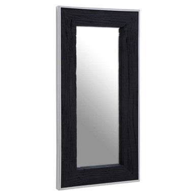 Orsina Kerala Black Rectangular Wall Mirror with Silver Edge Detail