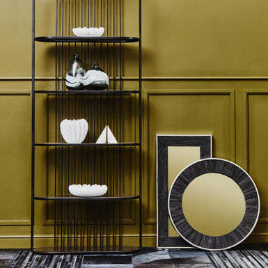 Orsina Kerala Black Rectangular Wall Mirror with Silver Edge Detail