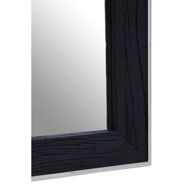 Orsina Kerala Black Rectangular Wall Mirror with Silver Edge Detail