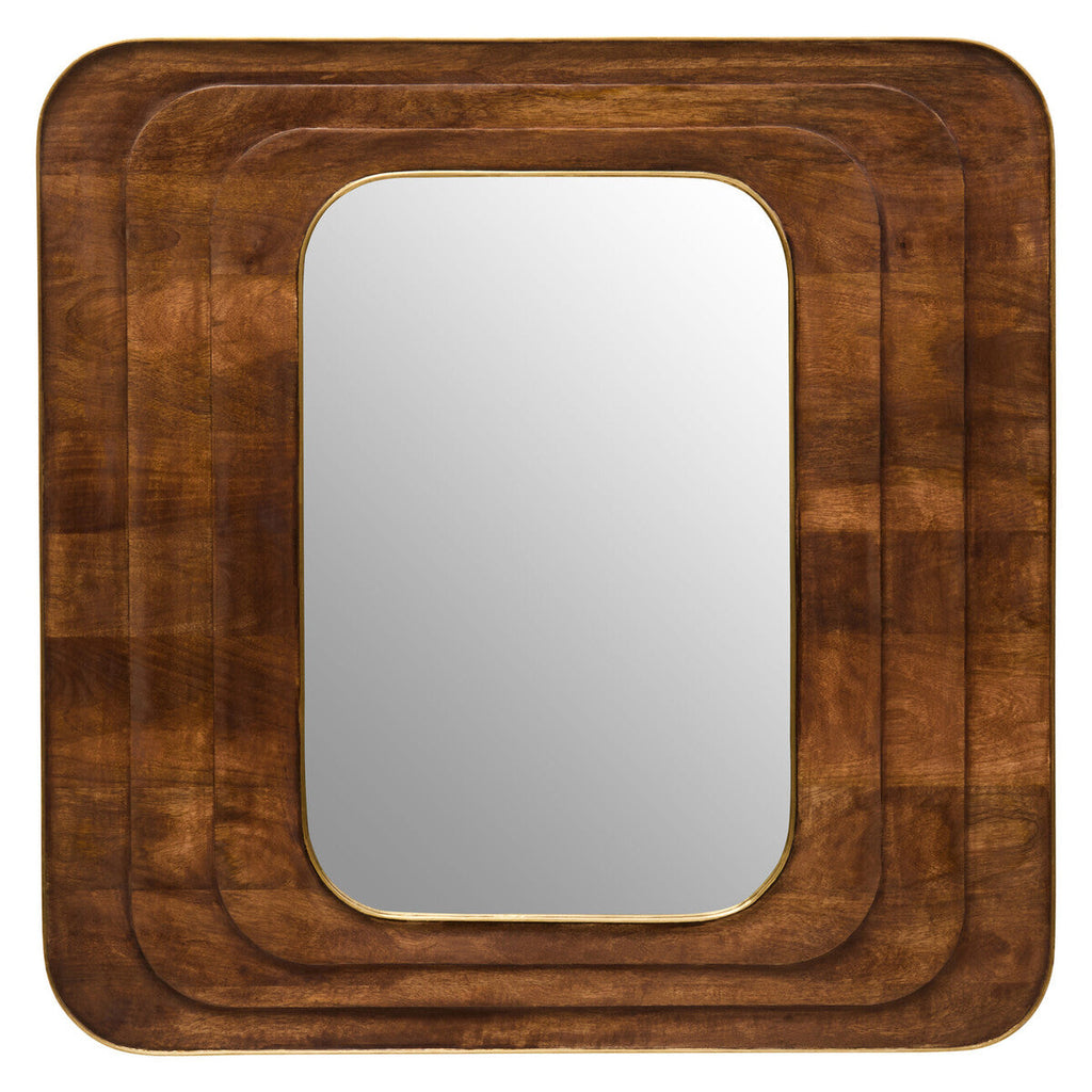 Orsina Sangar Mango Wood Carved Wall Mirror | Handcrafted Brown Decor