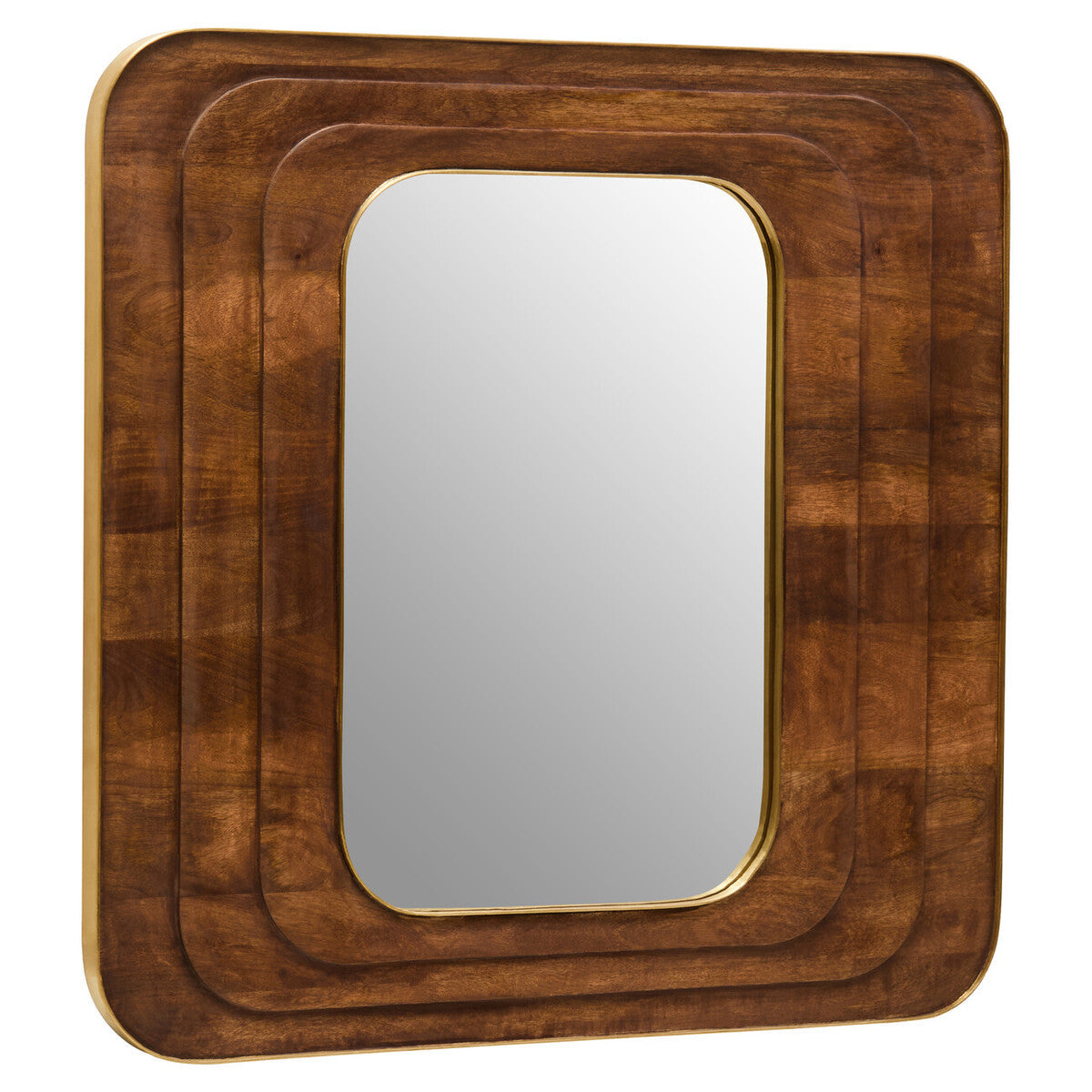 Orsina Sangar Mango Wood Carved Wall Mirror | Handcrafted Brown Decor