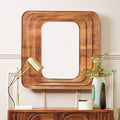 Orsina Sangar Mango Wood Carved Wall Mirror | Handcrafted Brown Decor
