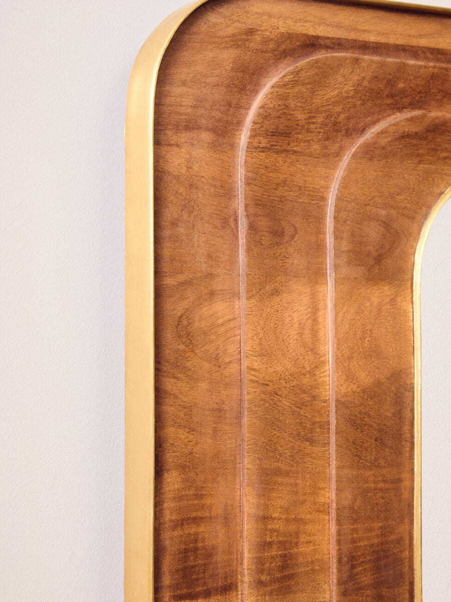 Orsina Sangar Mango Wood Carved Wall Mirror | Handcrafted Brown Decor
