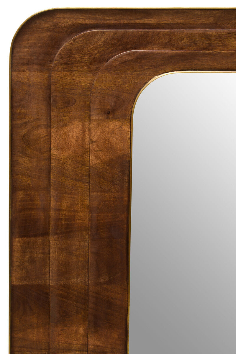 Orsina Sangar Mango Wood Carved Wall Mirror | Handcrafted Brown Decor