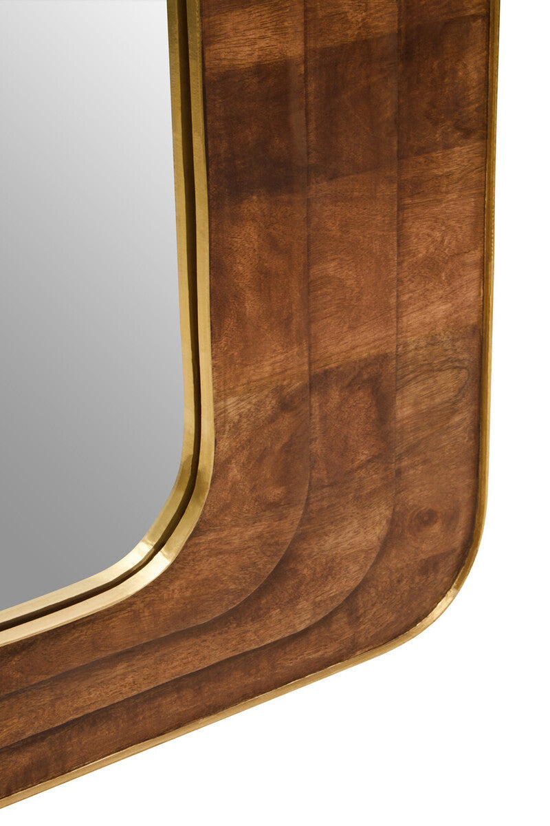 Orsina Sangar Mango Wood Carved Wall Mirror | Handcrafted Brown Decor
