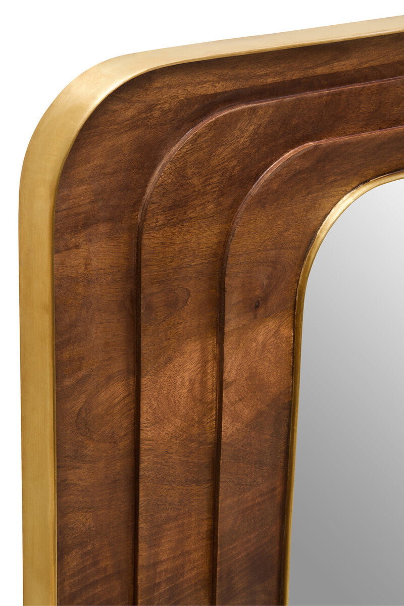 Orsina Sangar Mango Wood Carved Wall Mirror | Handcrafted Brown Decor