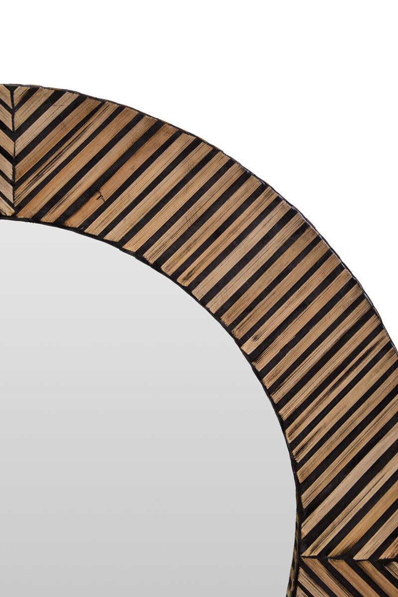 Orsina Bambusa Round Wall Mirror – Silver Bamboo Inlay Design