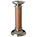 Orsina Large Silver Nickel and Tan Leather Pillar Candle Holder