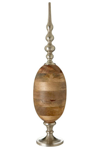 Orsina Hampstead Small Obelisk Ornament – Nickel and Mango Wood