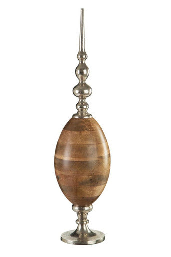 Orsina Large Aluminium Obelisk Ornament – Nickel and Mango Wood