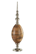 Orsina Large Aluminium Obelisk Ornament – Nickel and Mango Wood