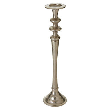 Orsina Hampstead Silver Aluminium Pillar Candle Holder | Nickel Finish