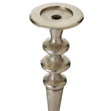 Orsina Hampstead Silver Aluminium Pillar Candle Holder | Nickel Finish