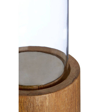 Orsina Hampstead Medium Hurricane Candle Holder | Mango Wood & Glass