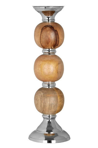 Orsina Hampstead Large Pillar Candle Holder – Sculptural Wood & Metal