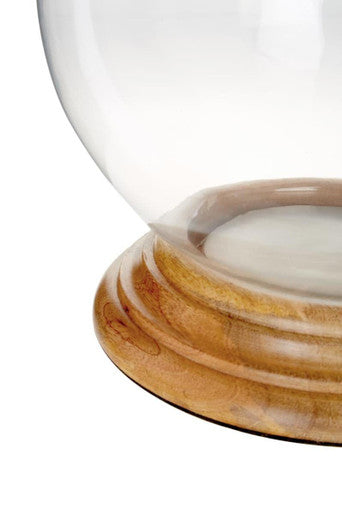 Orsina Hampstead Small Hurricane Candle Holder | Mango Wood & Glass