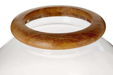 Orsina Large Glass Hurricane Candle Holder with Mango Wood Base