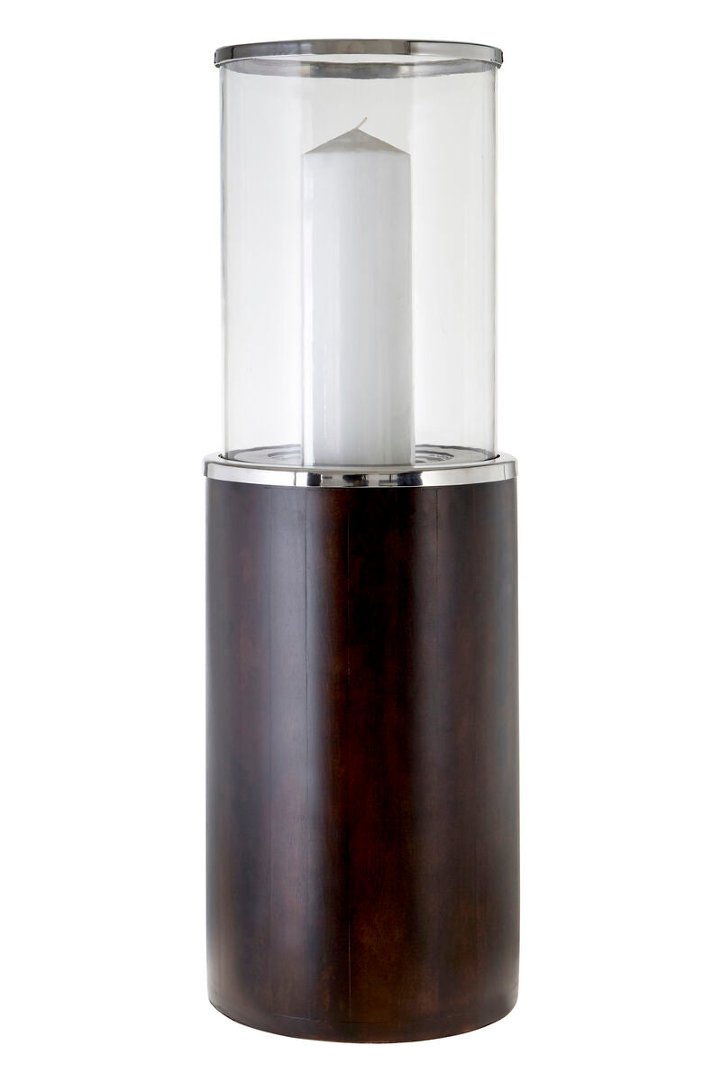 Orsina Hampstead Large Mango Wood Hurricane Candle Holder – Dark Base