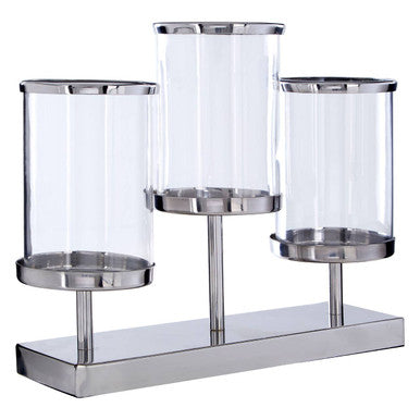 Orsina Kensington Townhouse 3-Light Silver Candle Holder Centerpiece