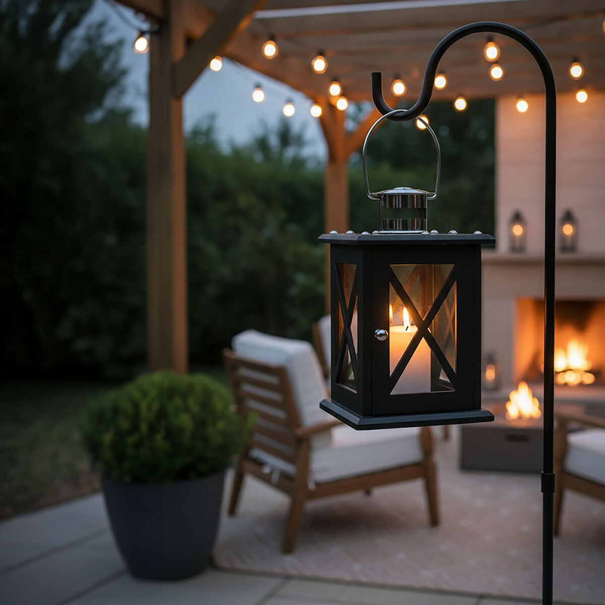 Orsina Hampstead Small Black Criss Cross Lantern – Wood & Glass