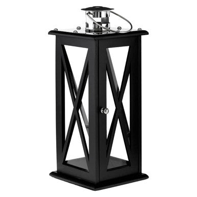 Orsina Hampstead Large Black Criss Cross Lantern – Modern Glass Candle Holder