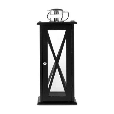 Orsina Hampstead Large Black Criss Cross Lantern – Modern Glass Candle Holder