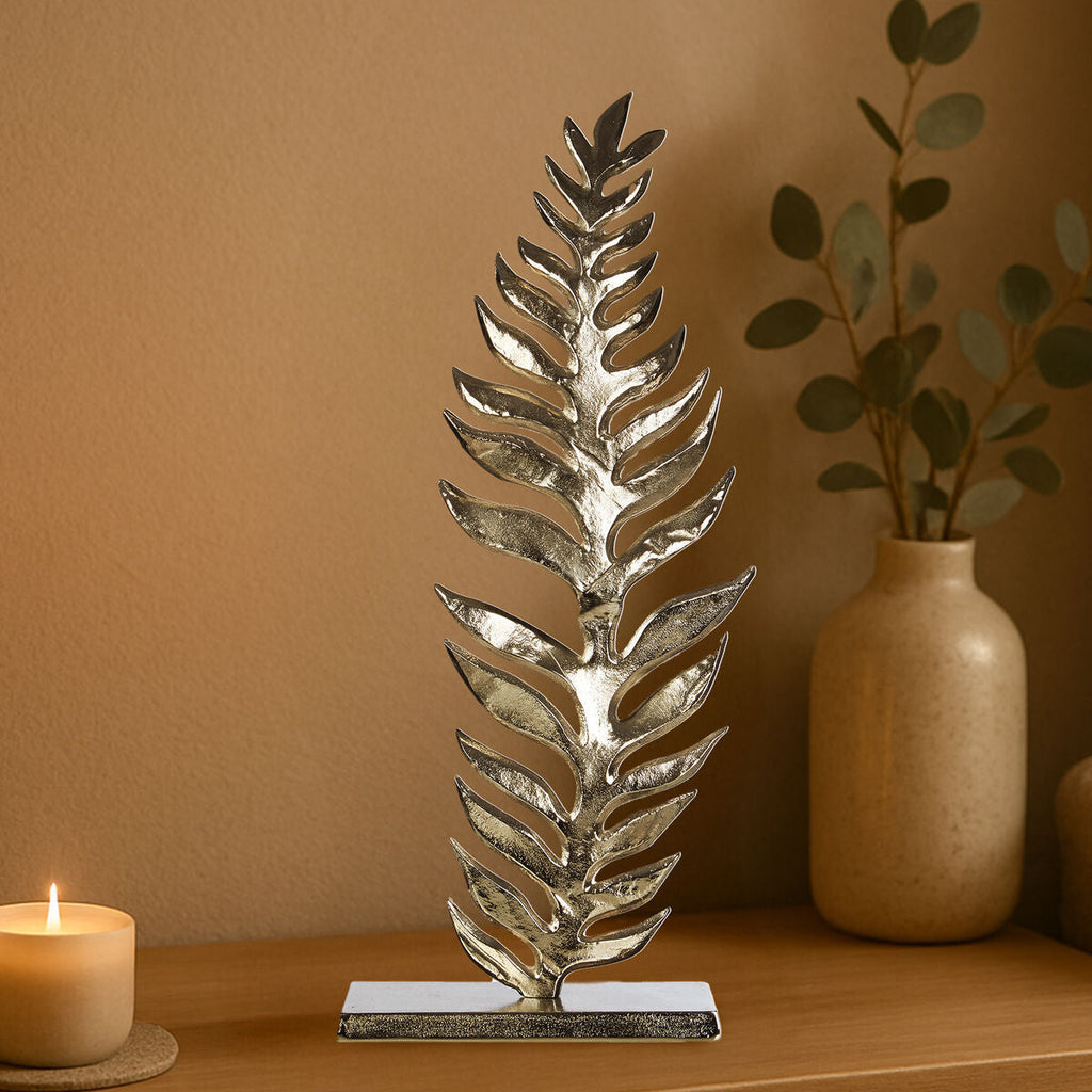 Orsina Hampstead Silver Leaf Sculpture – Textured Aluminium Metal Art