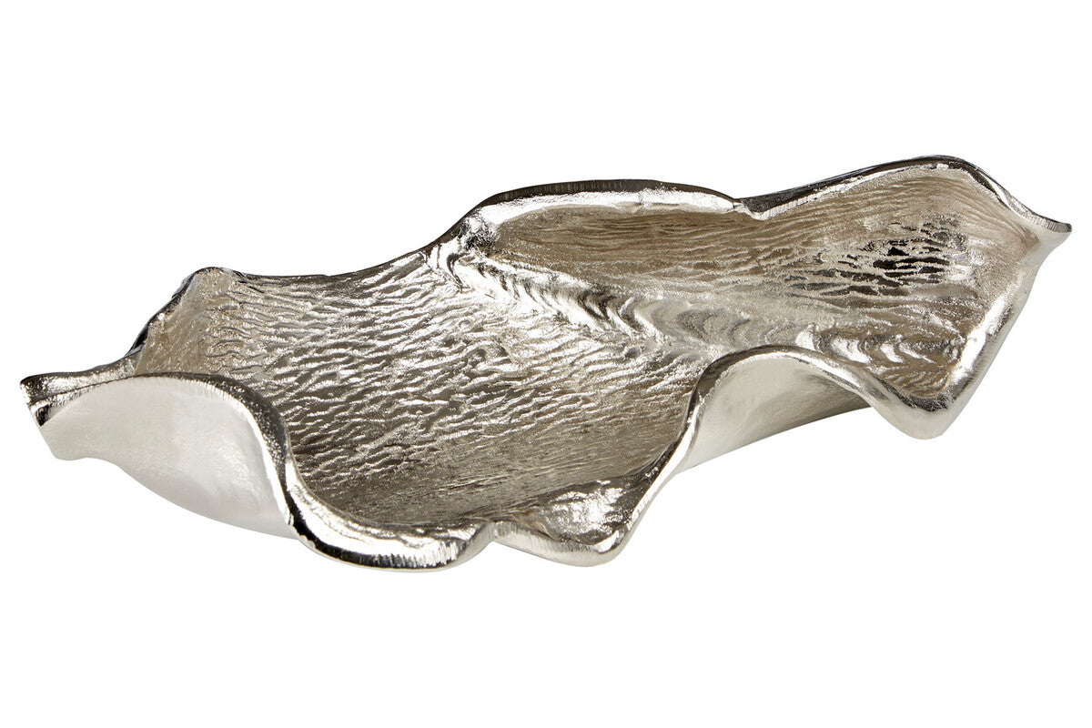 Orsina Hampstead Leaf Decorative Dish – Textured Nickel Finish