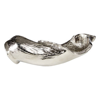 Orsina Hampstead Leaf Decorative Dish – Textured Nickel Finish