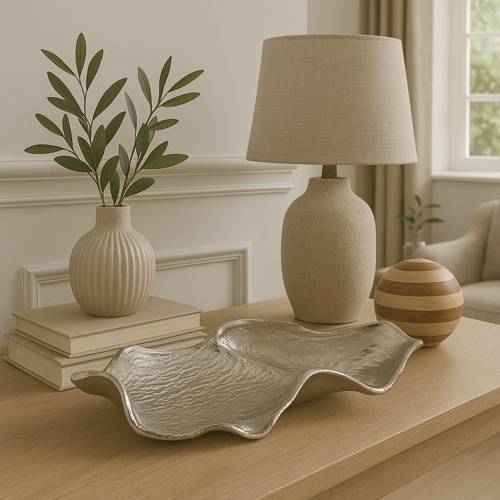 Orsina Hampstead Leaf Decorative Dish – Textured Nickel Finish