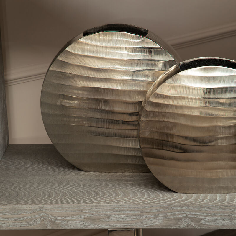 Orsina Kensington Townhouse Small Round Vase – Nickel Finish Decor