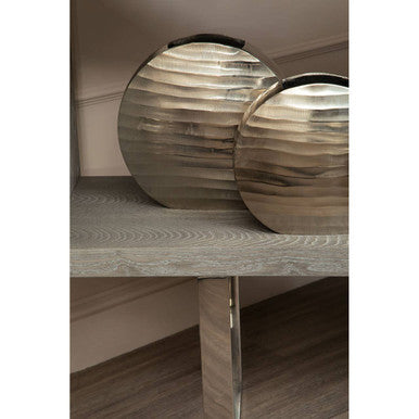 Orsina Kensington Townhouse Large Round Nickel Vase – Textured Aluminium