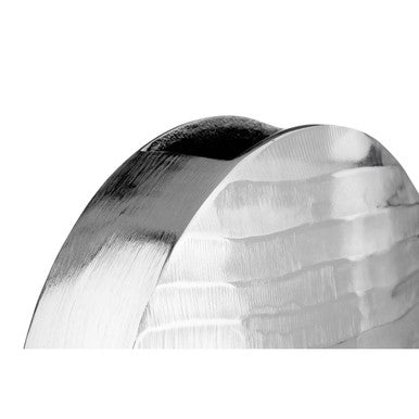 Orsina Kensington Townhouse Large Round Nickel Vase – Textured Aluminium
