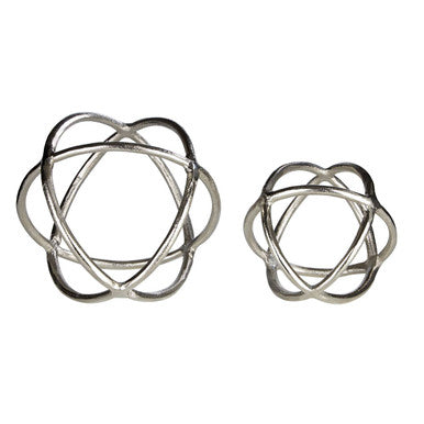 Orsina Silver Nickel Ring & Orb Sculptures – Set of 2 Modern Accents