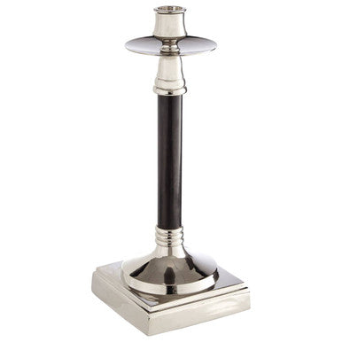 Orsina Riya Brass Candle Holder – Nickel and Black Pillar Stand