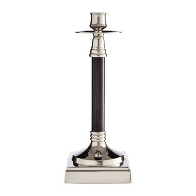 Orsina Riya Brass Candle Holder – Nickel and Black Pillar Stand