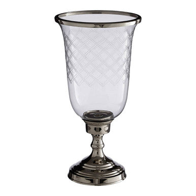 Orsina Myra Silver Hurricane Candle Holder | Nickel-Coated Brass