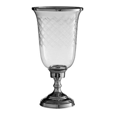 Orsina Myra Silver Hurricane Candle Holder | Nickel-Coated Brass