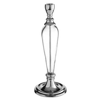 Orsina Myra Silver Candle Holder – Nickel and Glass Taper Stand