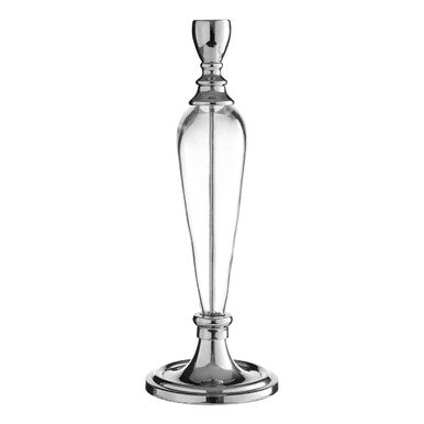 Orsina Myra Silver Candle Holder – Nickel and Glass Taper Stand