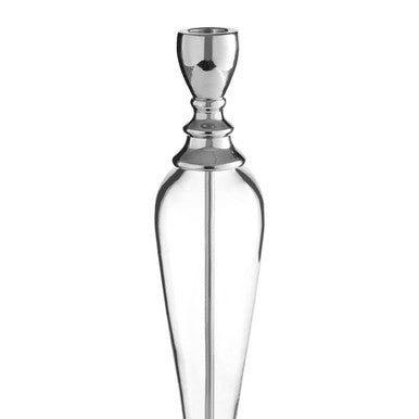 Orsina Myra Silver Candle Holder – Nickel and Glass Taper Stand