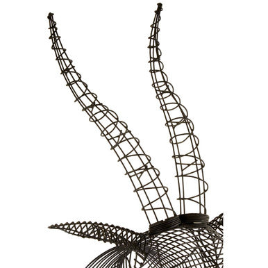 Orsina Zania Black Wire Antelope Head | Modern Steel Wall Sculpture