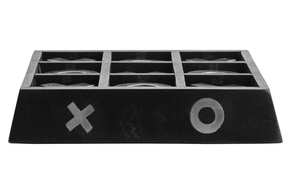 Orsina Black Mango Wood Noughts and Crosses Game with Silver Detail